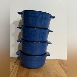 Set Of 4 CYRK, Inc. RC Ceramic Chili Soup Bowls Blue Speckled
